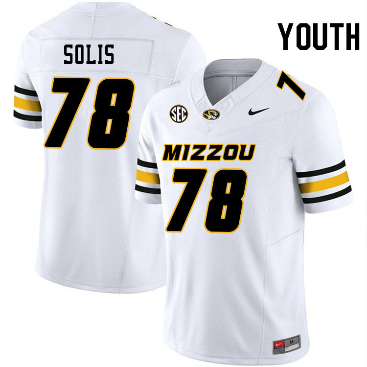 Youth #78 Brandon Solis Missouri Tigers College Football Jerseys Stitched-White